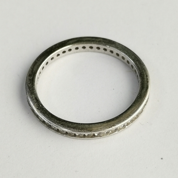 White Sapphire Eternity Ring Stacking Band Wedding Band Size 8 - Picture 2 of 5